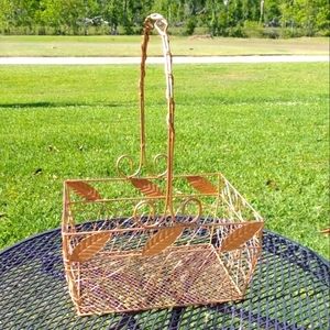 Gold Metal Basket with Gold Leaf Decor